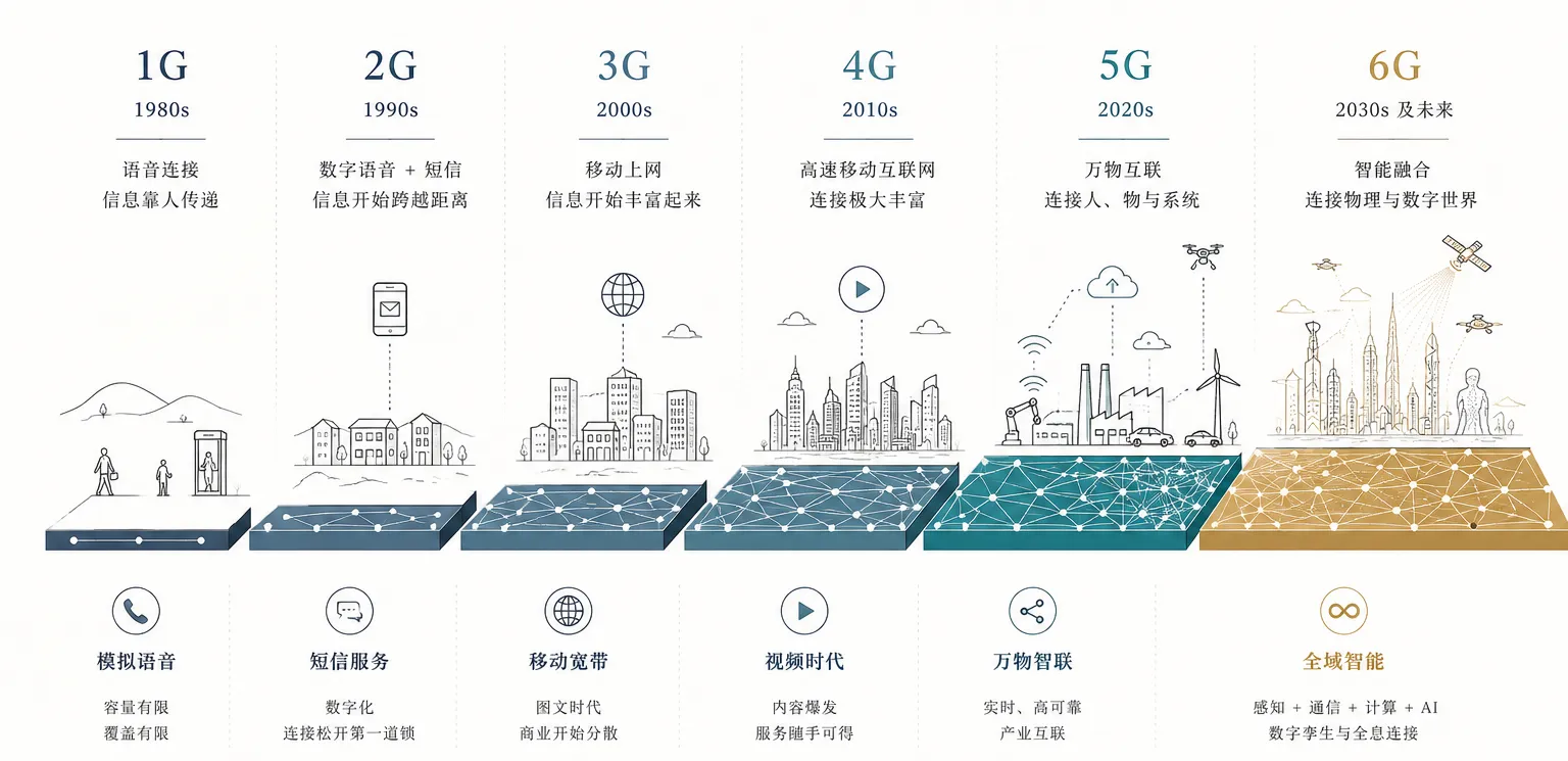 1G到6G演进图